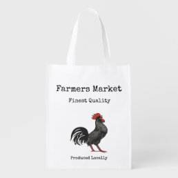 Modern Rustic Rooster Reusable Grocery Bag