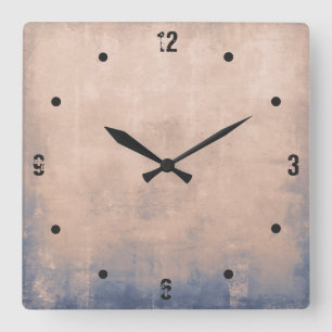 Modern rustic Rose Gold Blue abstract Square Wall Clock