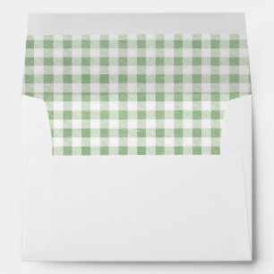 Modern Rustic Sage Green Gingham  Envelope