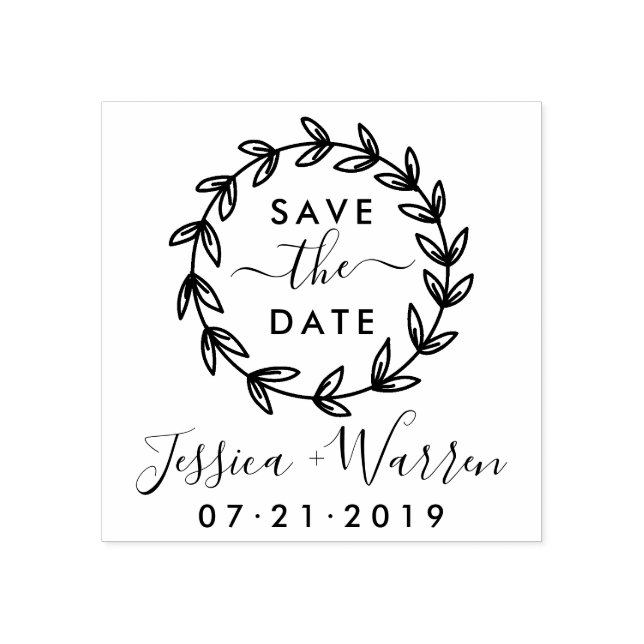 Modern Rustic Save The Date Wedding Announcement Rubber Stamp (Imprint)
