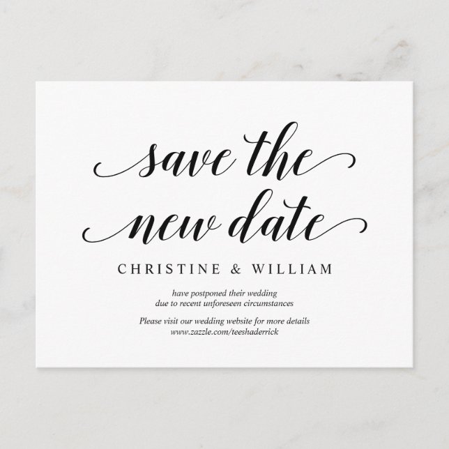 Modern Rustic Save the new date, Invites postponed (Front)