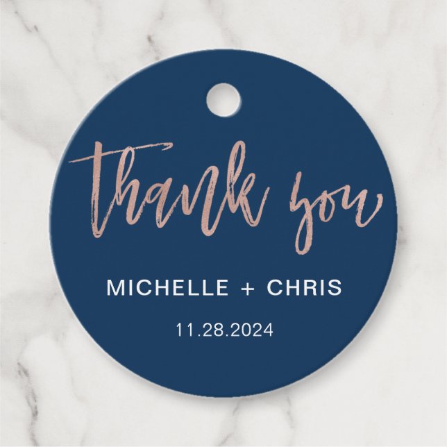 Modern Rustic Script Calligraphy Wedding Favor Tag (Front)