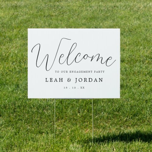 Modern Rustic Script Engagement Party Yard Sign