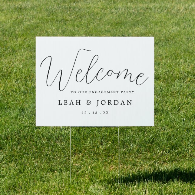 Modern Rustic Script Engagement Party Yard Sign (Insitu)