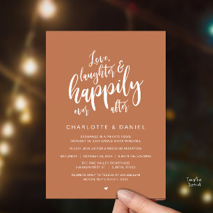 Modern Rustic Script Happily Ever After Wedding Invitation