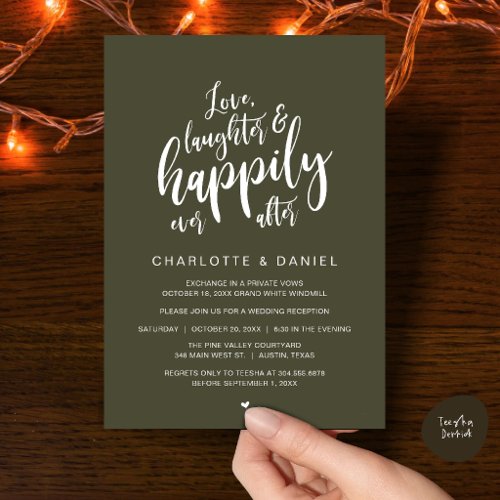 Modern Rustic Script Happily Ever After Wedding Invitation