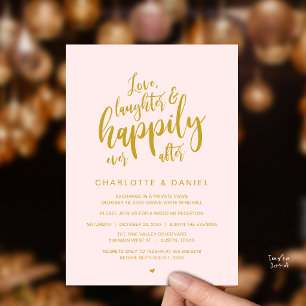 Modern Rustic Script Happily Ever After Wedding Invitation