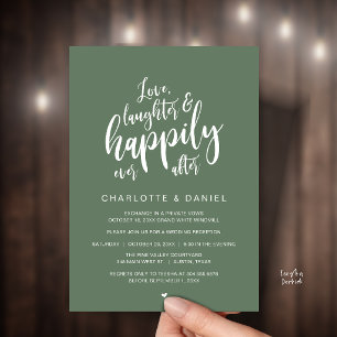 Modern Rustic Script Happily Ever After Wedding Invitation