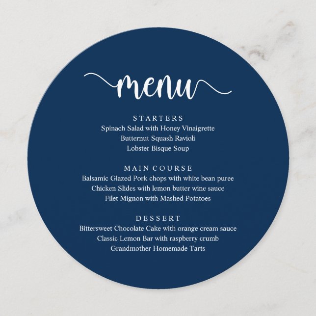 Modern Rustic Script, Wedding Dinner Menu (Front)
