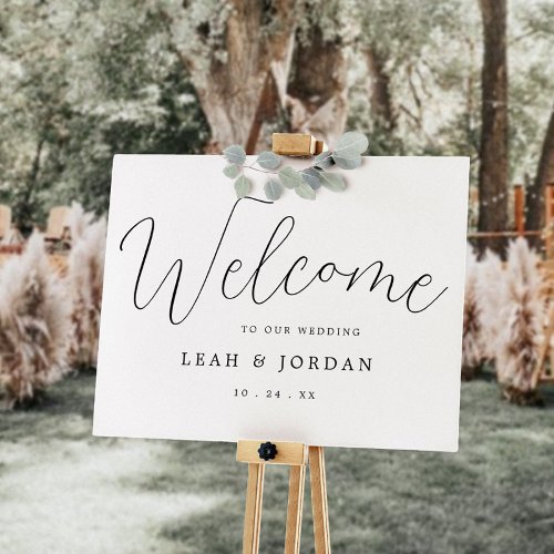 Modern Rustic Script Wedding Welcome Sign