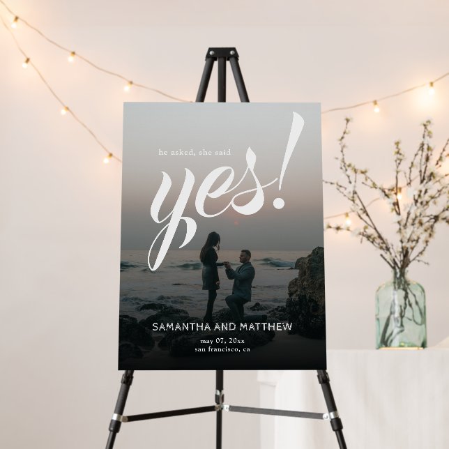 Modern Rustic She Said Yes Engagement Party Sign (In Situ (Stand))