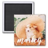 Modern Rustic Simple Custom Pet Photo Magnet (Front)