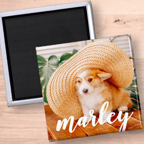 Modern Rustic Simple Custom Pet Photo Magnet