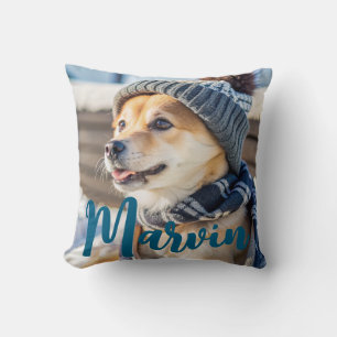 Modern Rustic Simple Custom Pet Photo Throw Pillow