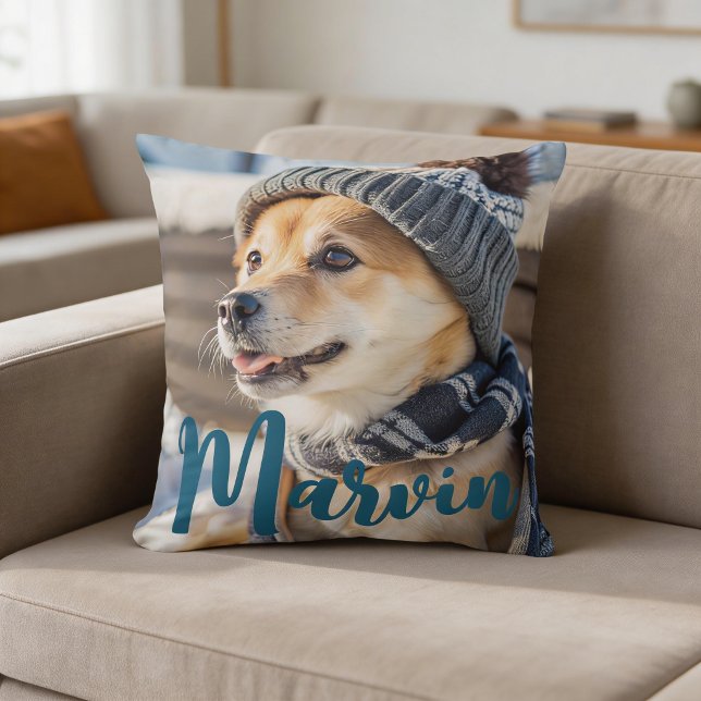Modern Rustic Simple Custom Pet Photo Throw Pillow (Creator Uploaded)