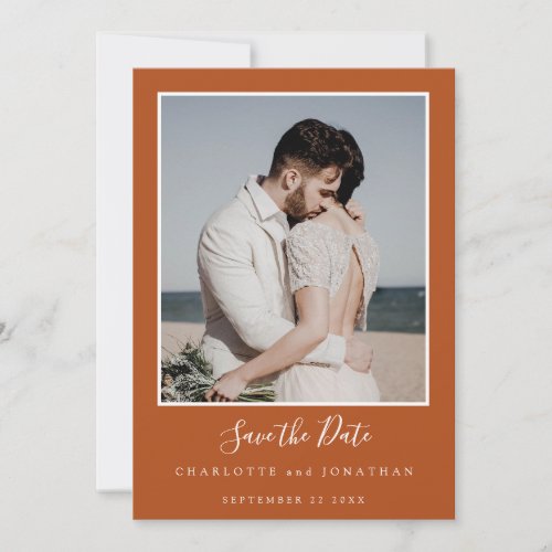 Modern Rustic Simple Photo Script Wedding Save The Date