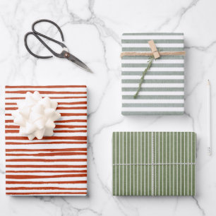 Modern Rustic Stripes Wrapping Paper Sheets