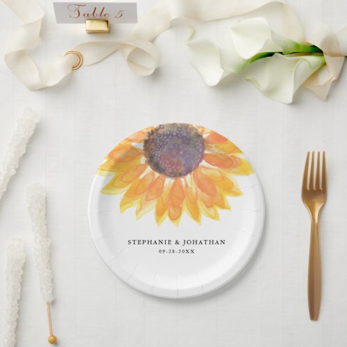Modern Rustic Sunflower Paper Plates
