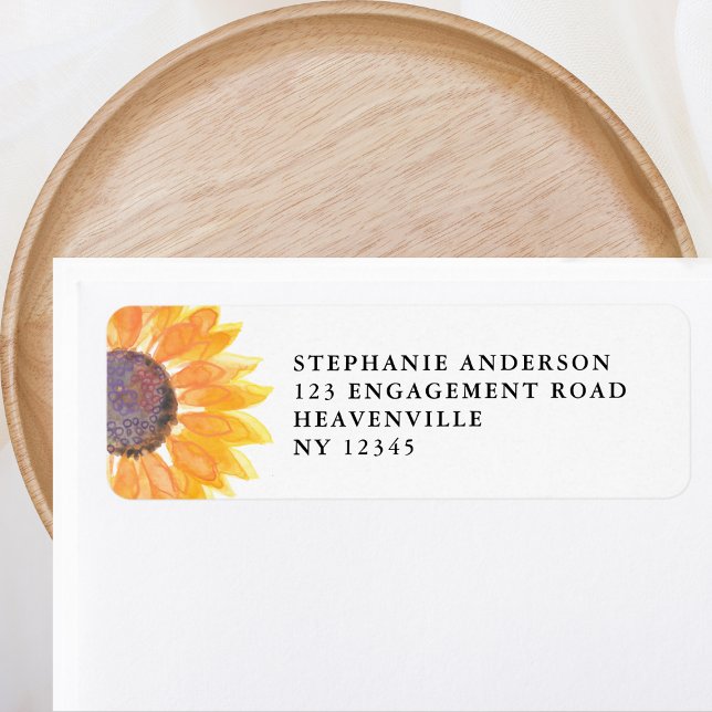 Modern Rustic Sunflower Wedding Return address Label (Creator Uploaded)