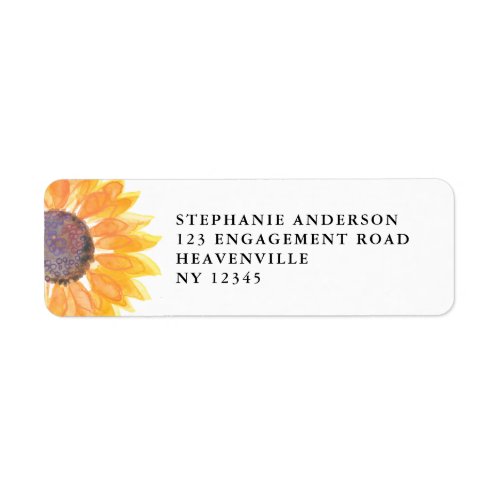 Modern Rustic Sunflower Wedding Return address Label