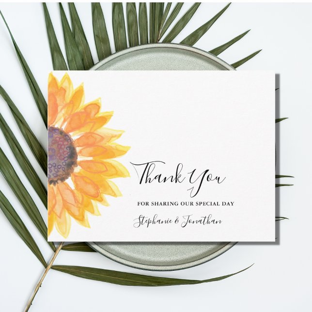 Modern Rustic Sunflower Wedding Thank You Postcard (Creator Uploaded)