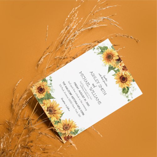 Modern Rustic Sunflower Yellow Wedding Invitation