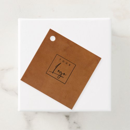 Modern Rustic Tan Leather Texture Logo Business Favor Tags
