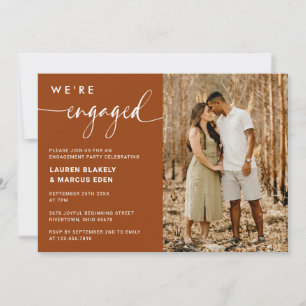Modern Rustic Terracotta Photo Engagement Party Invitation