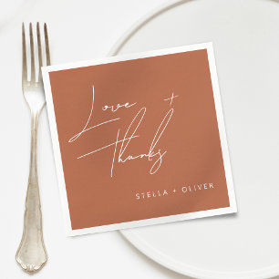 Modern Rustic Terracotta Script Love Thanks Paper Napkins