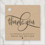 Modern Rustic, Thank You Script, Kraft Favor Tags<br><div class="desc">Unique modern rustic "Thank you" favor tag. Thank you in attractive graceful hand written modern typography. Two custom text sections on the front and one on the back for you to add your own message and details. Option to choose white paper instead of Kraft. Part of our "Modern Rustic, Fine...</div>