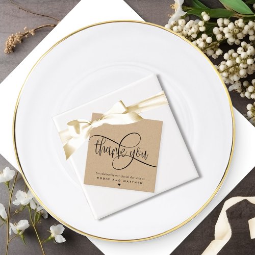 Modern Rustic Thank You Script Kraft Favor Tags