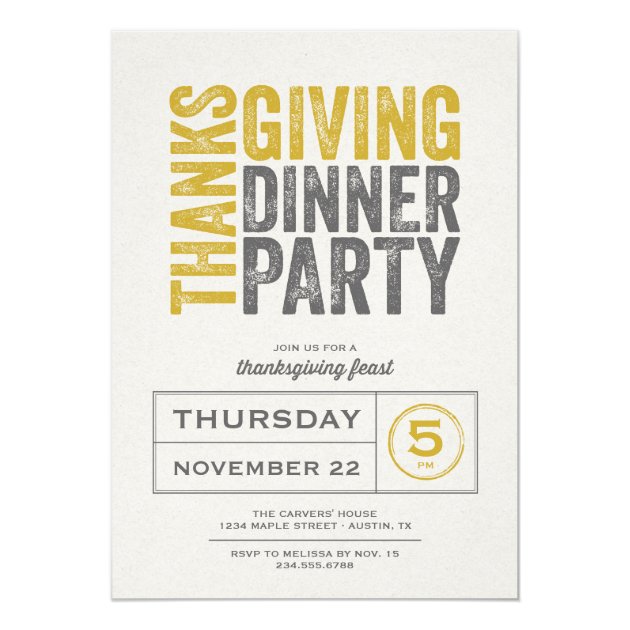 Modern Rustic Thanksgiving Dinner Party Card