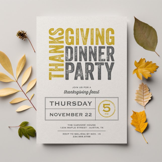 Modern Rustic Thanksgiving Dinner Party Invitation (Creator Uploaded)