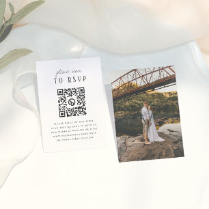 Modern Rustic Type Photo QR Code Wedding RSVP Enclosure Card