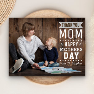Modern Rustic Typography Happy Mother's Day Photo Postcard