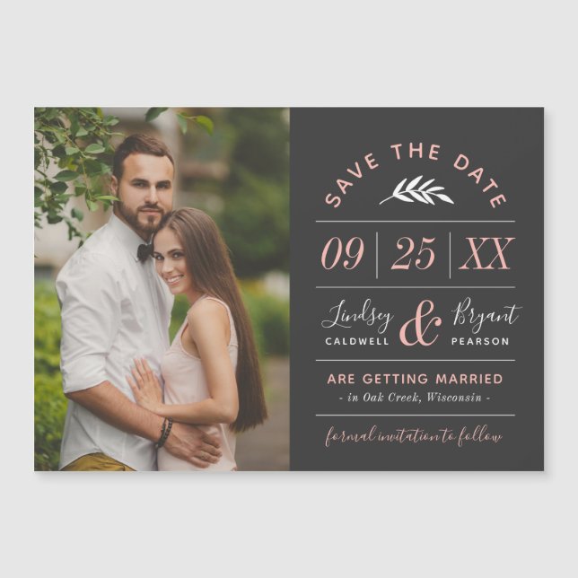 Modern Rustic Typography Photo Save the Date (Front)