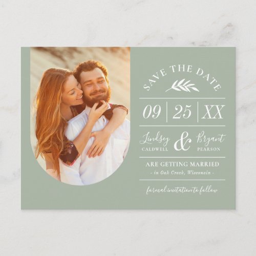 Modern Rustic Typography Photo Save the Date Announcement Postcard