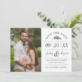 Modern Rustic Typography Photo Save the Date Invit Invitation (Standing Front)