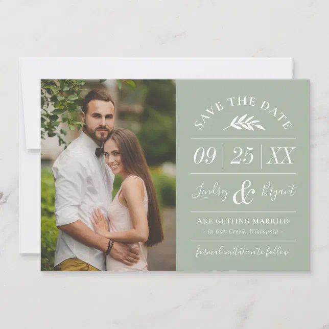 Modern Rustic Typography Photo Save the Date Invit Invitation | Zazzle