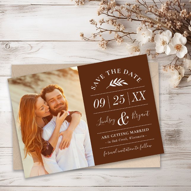 Modern Rustic Typography Photo Save the Date Invitation (Creator Uploaded)