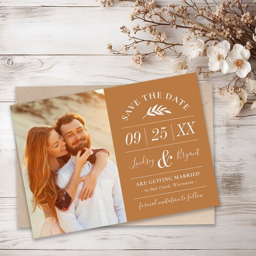 Modern Rustic Typography Photo Save the Date Invitation