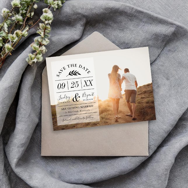 Modern Rustic Typography Photo Save the Date Invitation (Creator Uploaded)