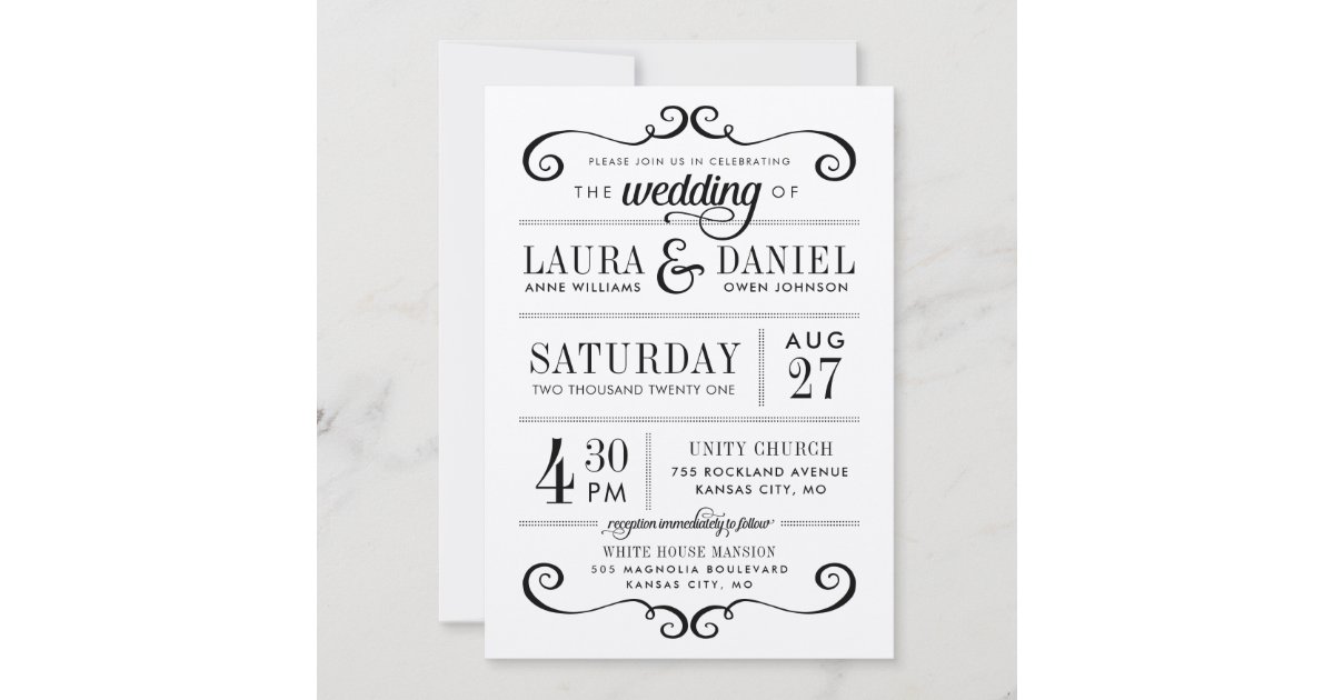 Modern Rustic Typography Wedding Invitation | Zazzle