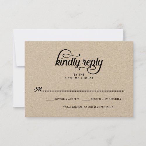 Modern Rustic Typography Wedding RSVP Card