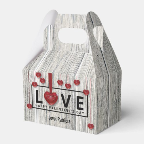 Modern Rustic Valentines Day Wood LOVE Red Hearts Favor Boxes