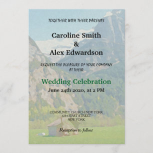 Modern Rustic Vintage Mountain Wedding Invitation