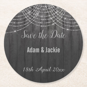 MODERN RUSTIC VINTAGE SAVE THE DATE COASTER