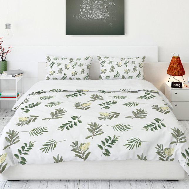Modern Rustic Watercolor Botanical Greenery Duvet Cover (Modern Rustic Watercolor Botanical Greenery Duvet Cover)