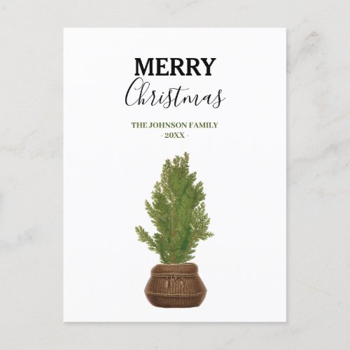 Modern Rustic Watercolor Christmas Tree Holiday