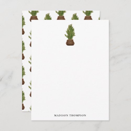 Modern Rustic Watercolor Christmas Tree Holiday Note Card